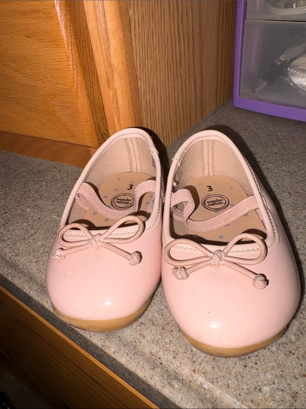 wonder nation Pink Girls Ballet Flats with Bow Accent